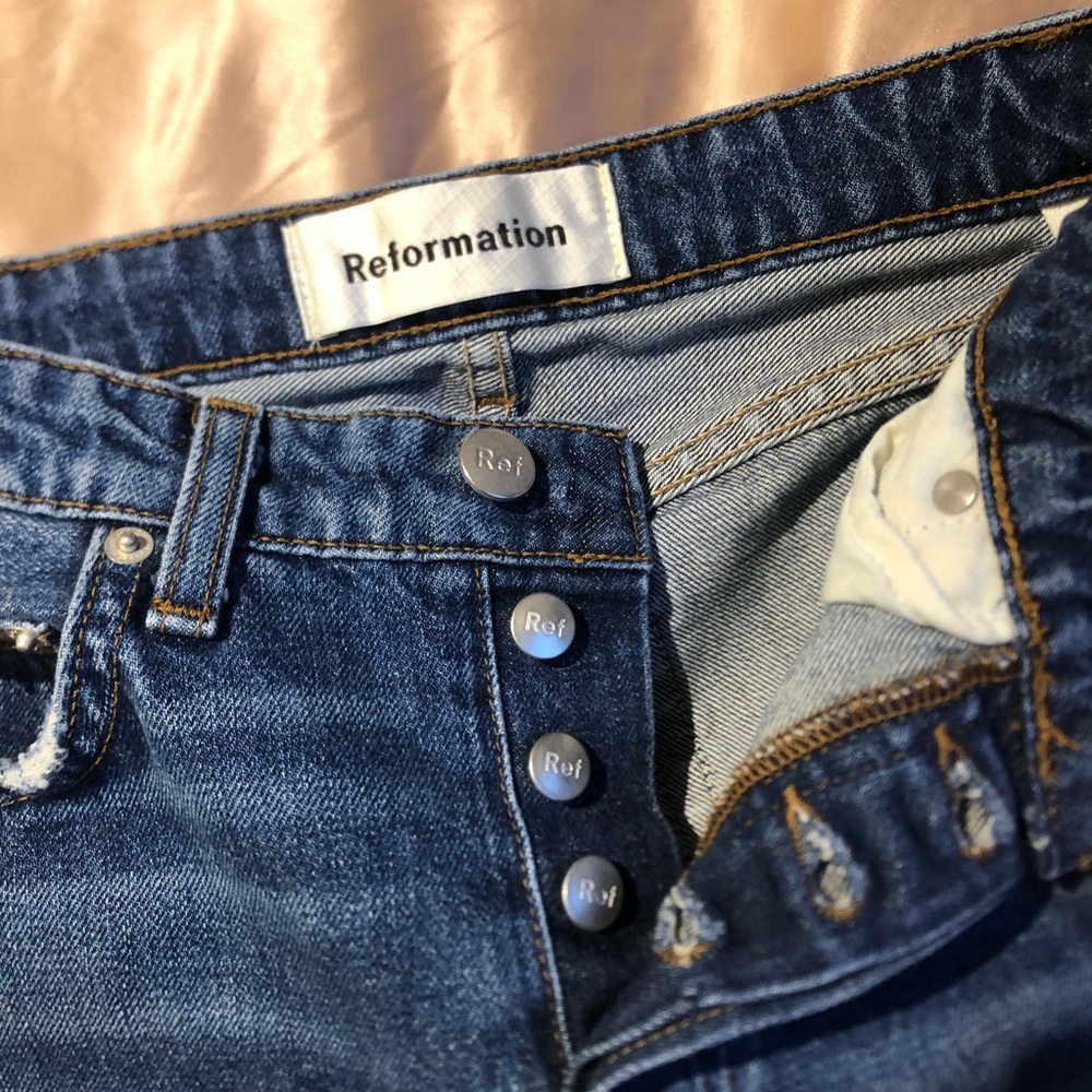 Reformation Distressed Mid Rise Slim Jeans - Picture 4 of 6